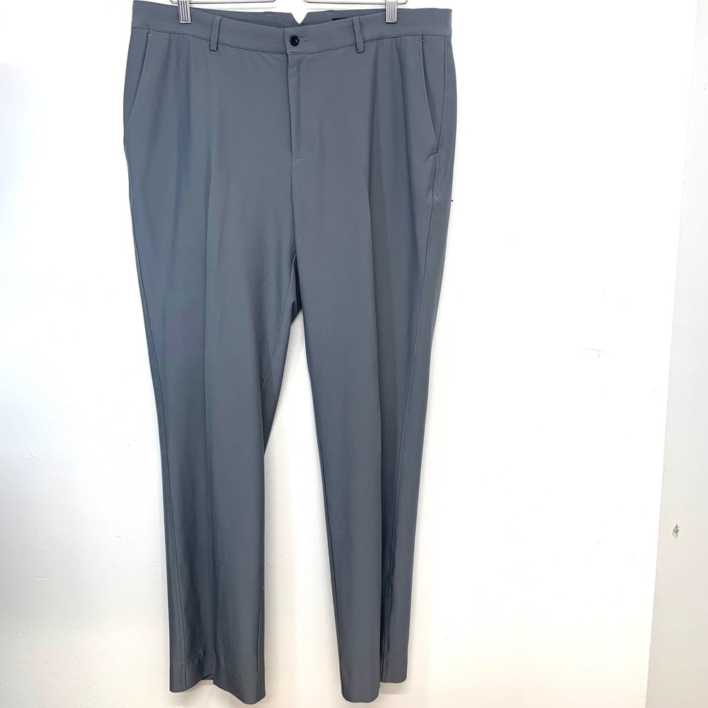 Dunning Golf Mens Performance Trousers Grey Stretch Flat Front Pants 32.5 Inseam